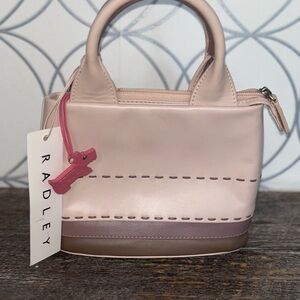 Radley London Mini Leather Tote Pink Scottie Charm Crossbody Bag NWT